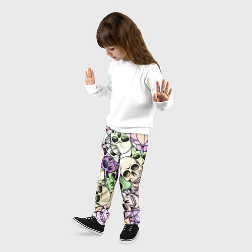 Детские брюки Разноцветные черепа паттерн / 3D-принт – фото 3