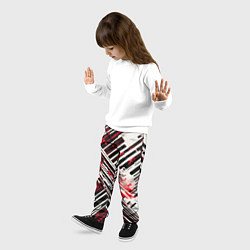 Брюки детские Киберпанк линии белые и красные, цвет: 3D-принт — фото 2