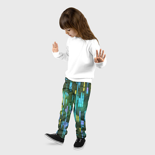 Детские брюки Неоновые полосы синие / 3D-принт – фото 3