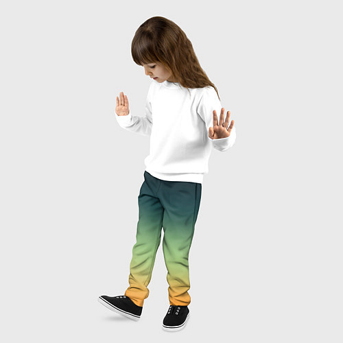 Детские брюки Темно-зеленый и желтый градиент / 3D-принт – фото 3