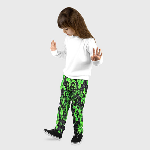 Детские брюки Демонический доспех зелёный / 3D-принт – фото 3