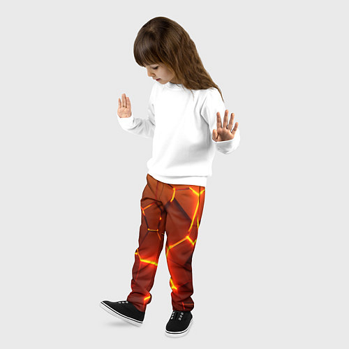 Детские брюки Плиты абстрактные огненные / 3D-принт – фото 3