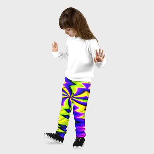 Детские брюки Неоновая фрактальная абстракция / 3D-принт – фото 3