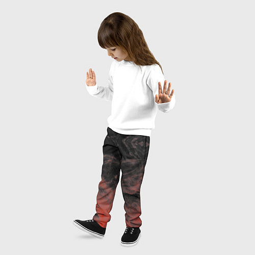 Детские брюки Красный дым на чёрном / 3D-принт – фото 3