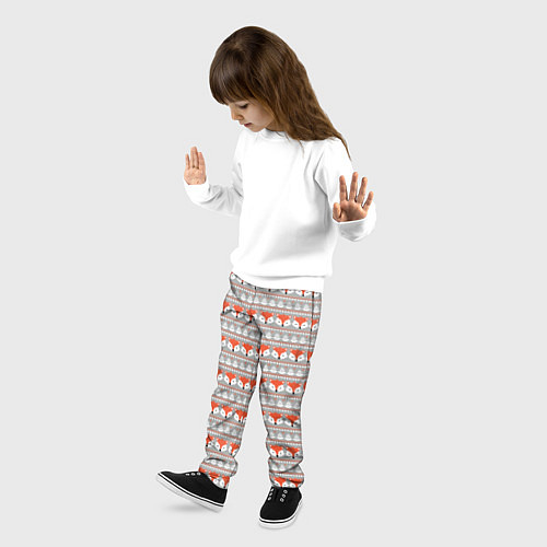 Детские брюки Рыжая лиса- зимний патерн / 3D-принт – фото 3