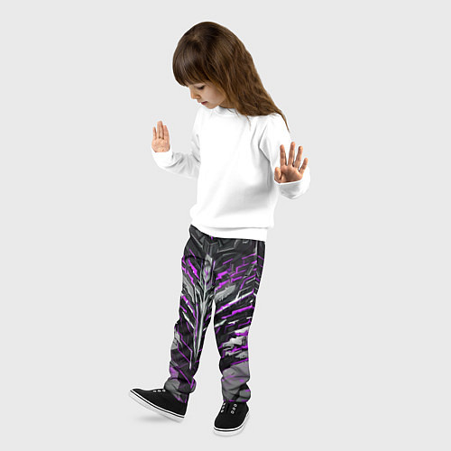 Детские брюки Киберпанк доспех фиолетовый / 3D-принт – фото 3
