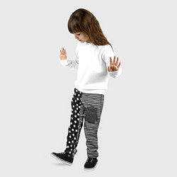 Брюки детские Мелкая полоска и белый горошек на чёрном, цвет: 3D-принт — фото 2