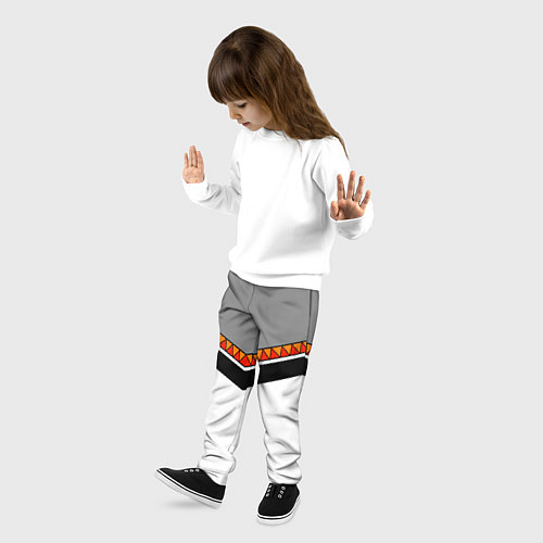 Детские брюки Углы и треугольники: оранжевый и красный / 3D-принт – фото 3