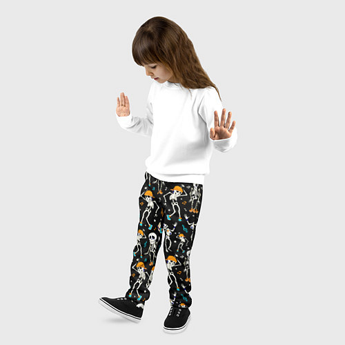 Детские брюки Танцующие скелеты на вечеринке / 3D-принт – фото 3