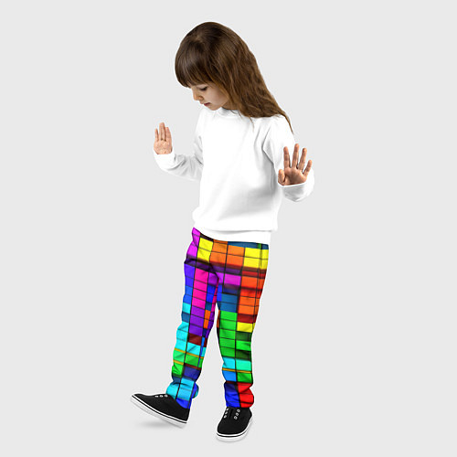 Детские брюки Радужный кубизм / 3D-принт – фото 3