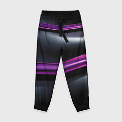 Брюки детские Фиолетовые полосы на черном фоне, цвет: 3D-принт