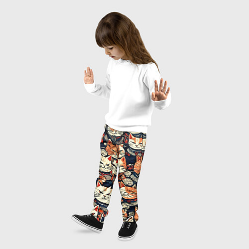 Детские брюки Сердитые котики самураи / 3D-принт – фото 3