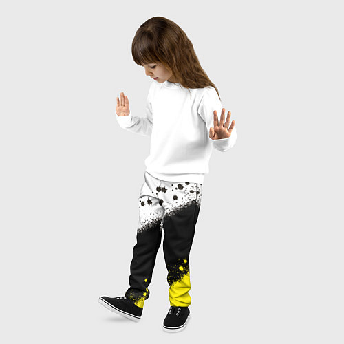 Детские брюки Брызги желто-черных красок / 3D-принт – фото 3