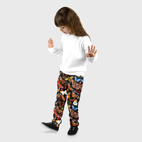 Детские брюки Разноцветные тропические бабочки / 3D-принт – фото 3