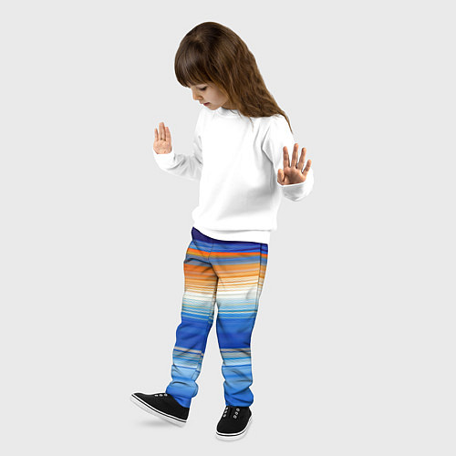 Детские брюки Оранжевые и синий градиент / 3D-принт – фото 3