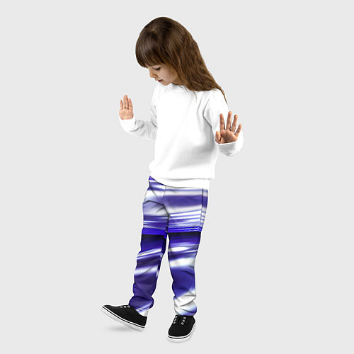 Детские брюки Белая синяя абстракция волнами / 3D-принт – фото 3