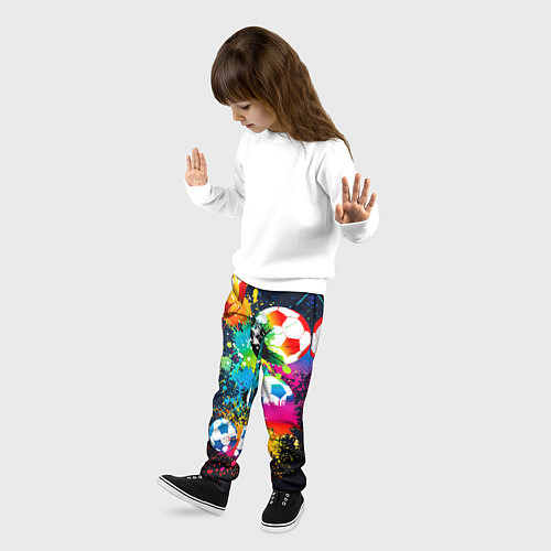 Детские брюки Разноцветные футбольные мячи / 3D-принт – фото 3