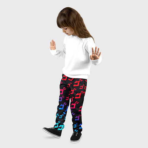 Детские брюки JoJos Bizarre битво лого неон / 3D-принт – фото 3
