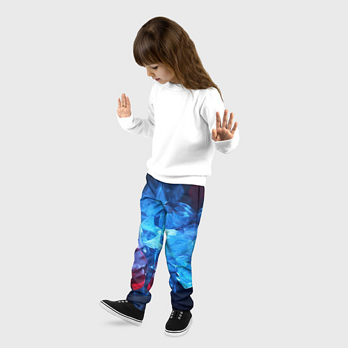 Детские брюки Синяя ледяная абстракция с красным / 3D-принт – фото 3