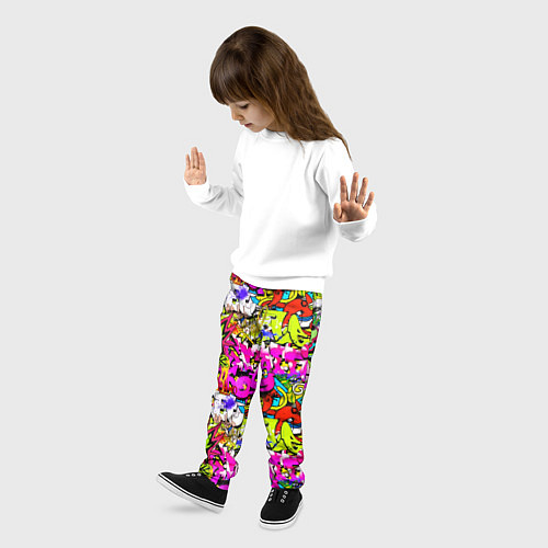 Детские брюки Цветное граффити / 3D-принт – фото 3