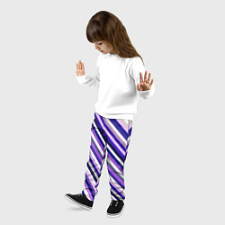 Брюки детские Полосы фиолетовые диагональ, цвет: 3D-принт — фото 2