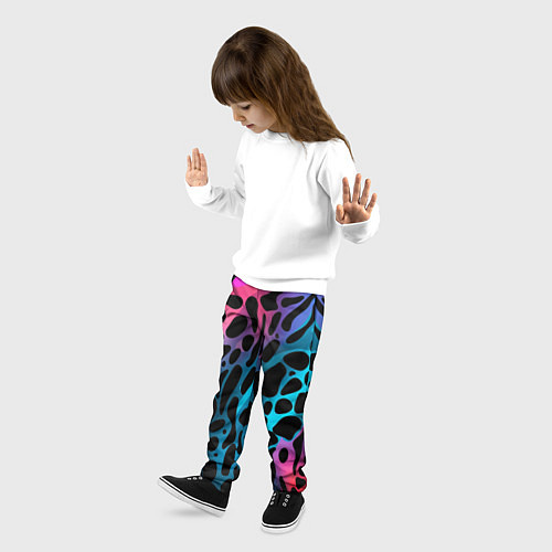 Детские брюки Черные пятна на разноцветном фоне / 3D-принт – фото 3