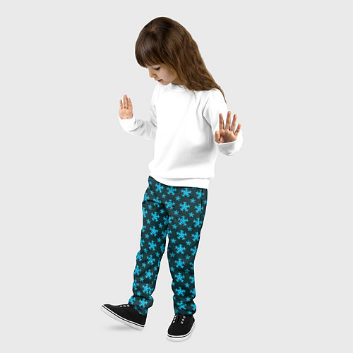 Детские брюки Паттерн снежинки тёмно-бирюзовый / 3D-принт – фото 3