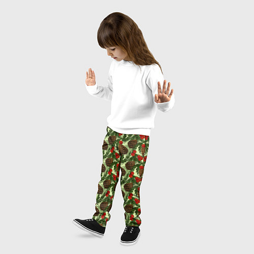 Детские брюки Еловые шишки с клюквой / 3D-принт – фото 3