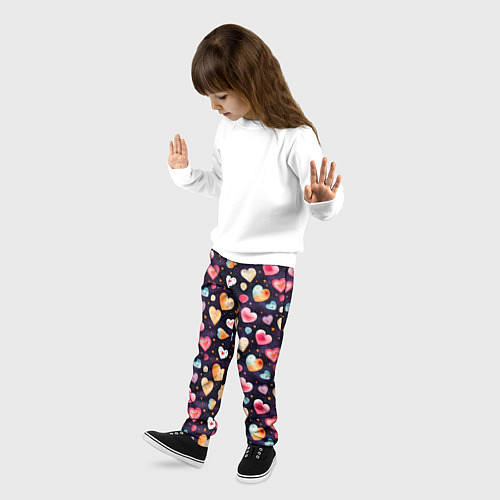 Детские брюки Паттерн с сердечками на Валентинов день / 3D-принт – фото 3