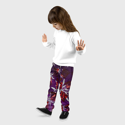 Детские брюки Зимние снежинки узоры / 3D-принт – фото 3