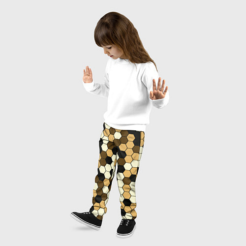 Детские брюки Камуфляж гексагон коричневый / 3D-принт – фото 3