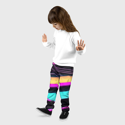 Детские брюки Косые полосы неона / 3D-принт – фото 3