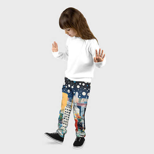 Детские брюки Новогодний ночной город / 3D-принт – фото 3