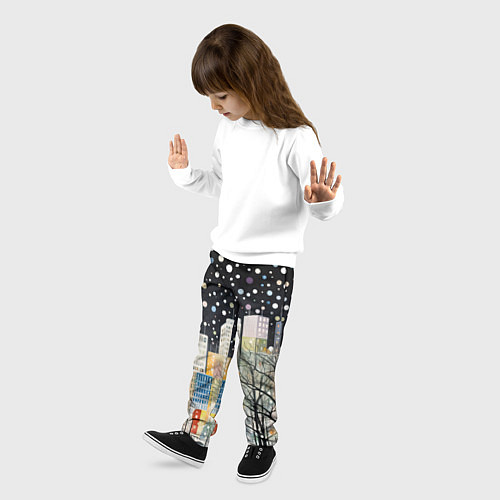 Детские брюки Новогодний ночной город / 3D-принт – фото 3