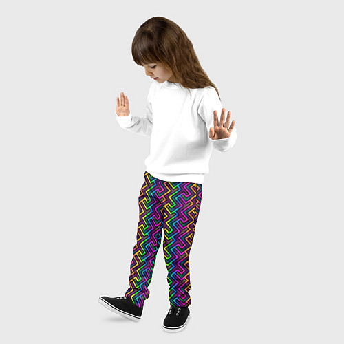 Детские брюки Радужный неоновый лабиринт / 3D-принт – фото 3