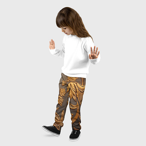 Детские брюки Лепнина золотые узоры на черном / 3D-принт – фото 3