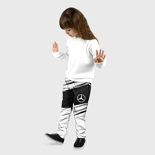 Детские брюки Mercedes benz краски чернобелая геометрия / 3D-принт – фото 3