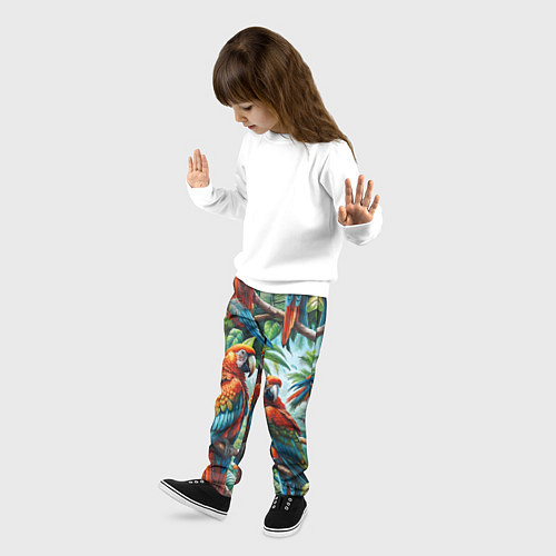 Детские брюки Попугаи Ара - тропики джунгли / 3D-принт – фото 3