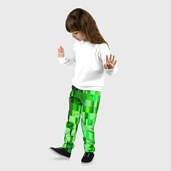Брюки детские Зелёный глитч, цвет: 3D-принт — фото 2