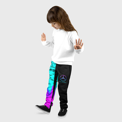 Детские брюки Mercedes benz неон текстура / 3D-принт – фото 3