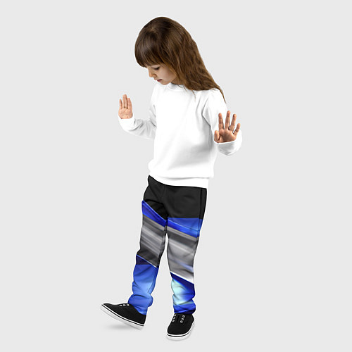 Детские брюки Серебряная вставка на синей абстракции / 3D-принт – фото 3