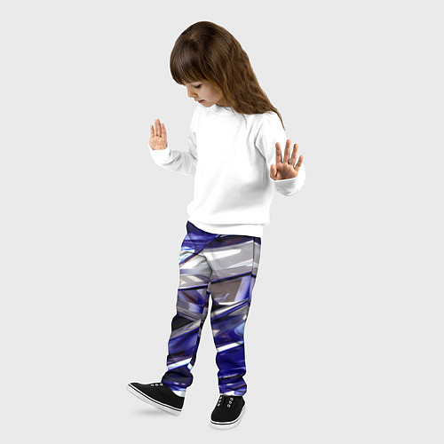 Детские брюки Синие и белые полосы абстракции / 3D-принт – фото 3