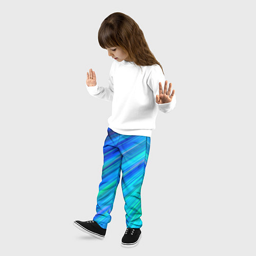 Детские брюки Неоновые синие лучи / 3D-принт – фото 3