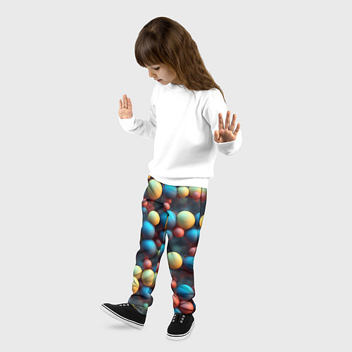 Детские брюки Разноцветные шарики молекул / 3D-принт – фото 3
