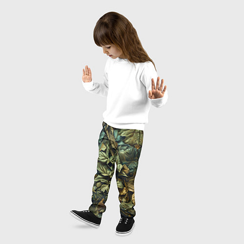 Детские брюки Реалистичный камуфляж из листьев / 3D-принт – фото 3