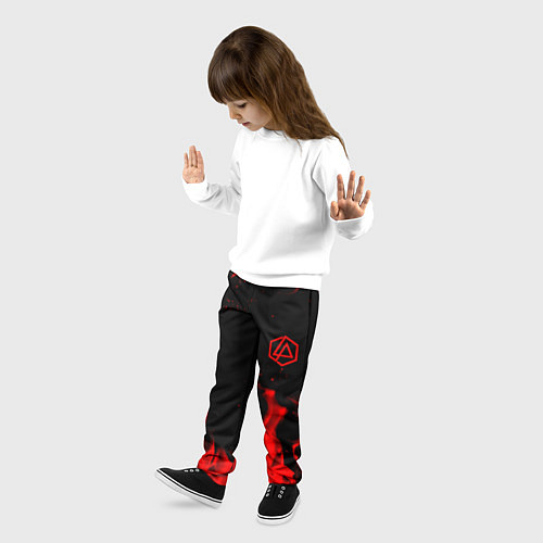 Детские брюки Linkin Park красный огонь лого / 3D-принт – фото 3