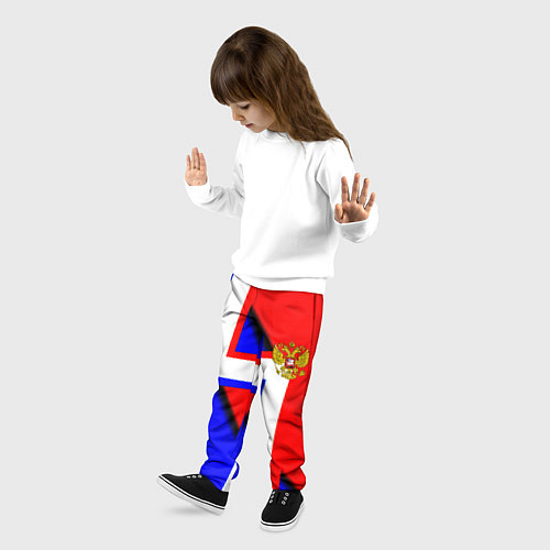 Детские брюки Герб России спортивный стиль / 3D-принт – фото 3