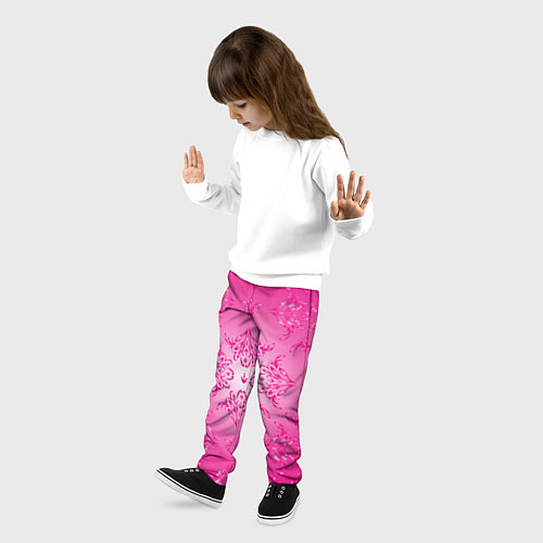 Детские брюки Узоры на розовом фоне / 3D-принт – фото 3