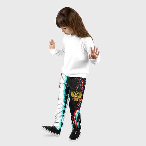 Детские брюки Россия глитч краски текстура спорт / 3D-принт – фото 3