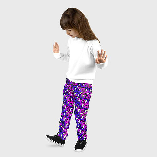 Детские брюки Фиолетовый узор и чёрная обводка / 3D-принт – фото 3